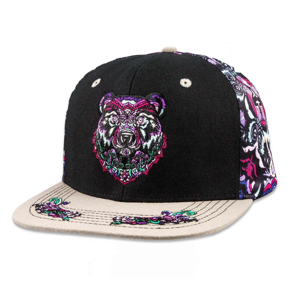 Ellie Paisley Bear Floral Snapback Hat Grassroots California