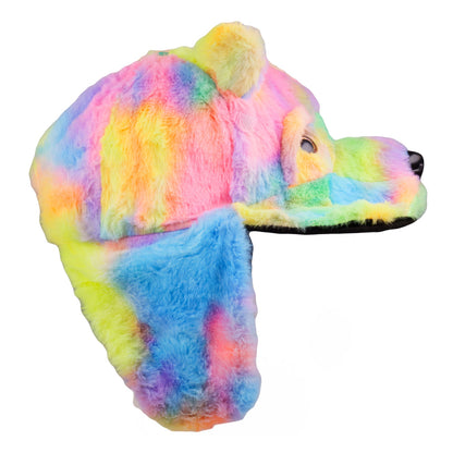 Rainbow Bear Fur Earflap Snapback Hat Grassroots California