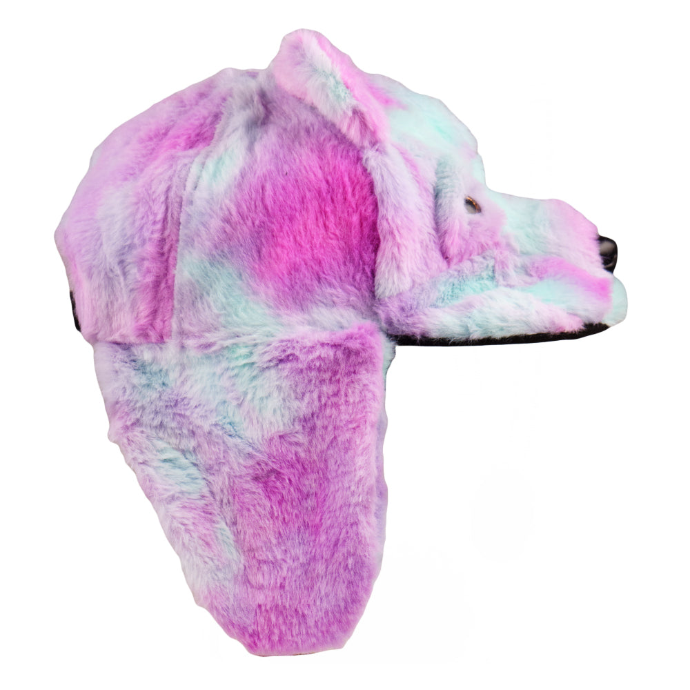 Purple Bear Fur Earflap Snapback Hat Grassroots California