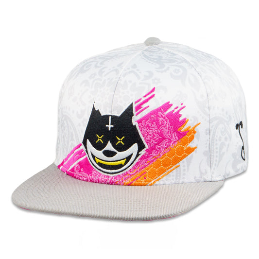 Stylust Paisley Cat White Snapback Hat Grassroots California