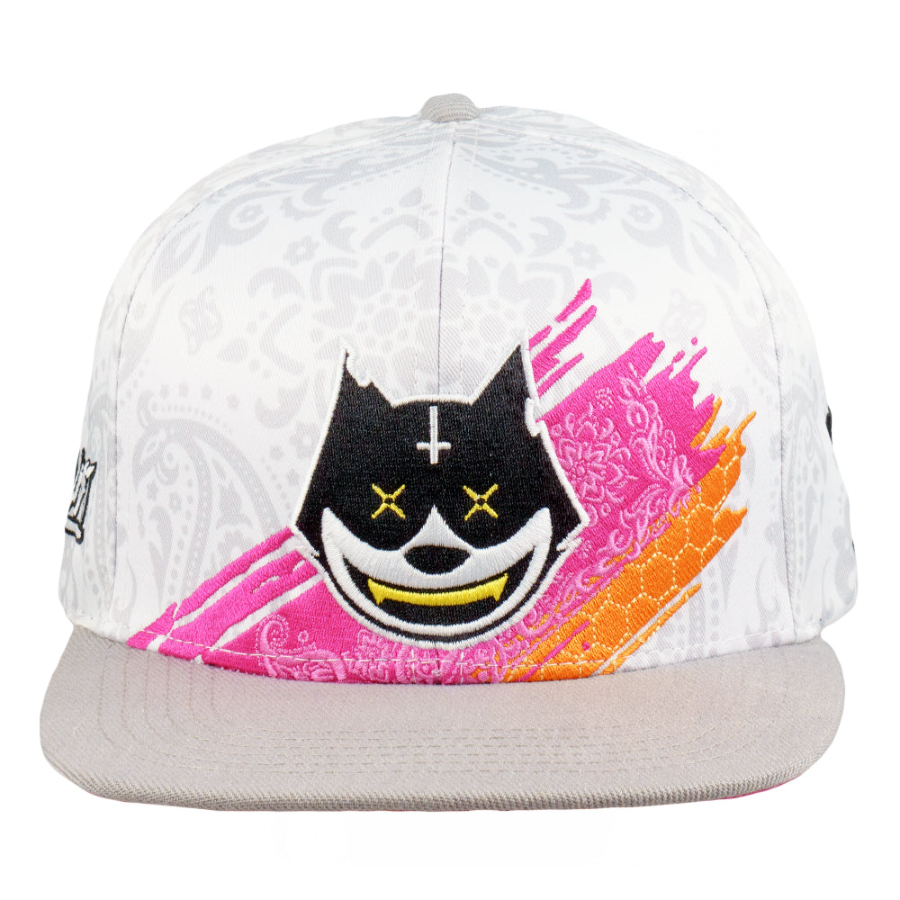 Stylust Paisley Cat White Snapback Hat Grassroots California