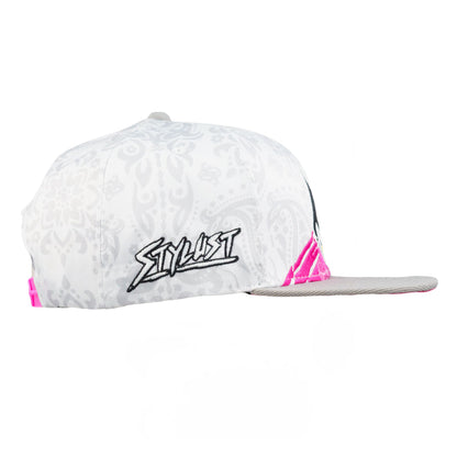 Stylust Paisley Cat White Snapback Hat Grassroots California