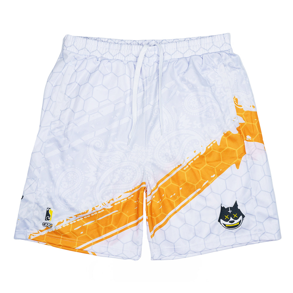 Stylust Paisley Cat White Mesh Shorts Grassroots California