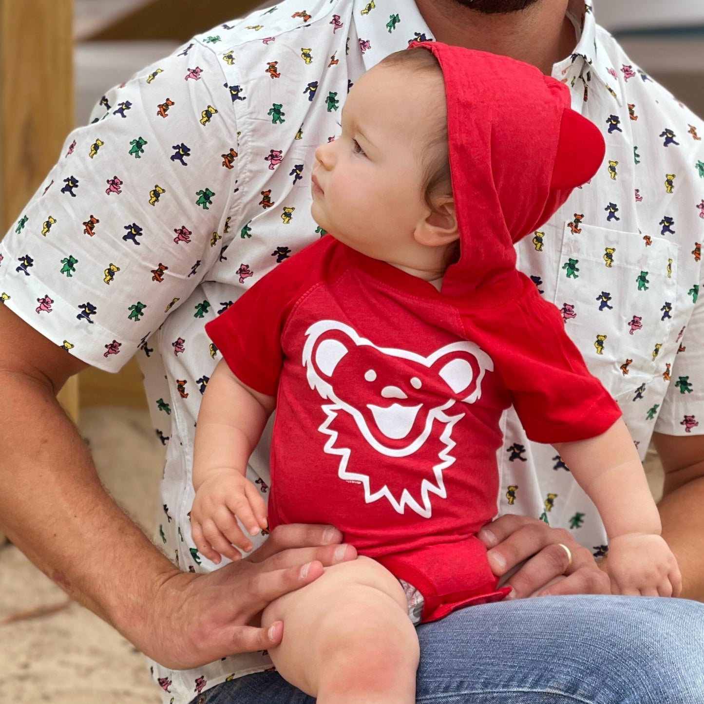 Grateful Dead Dancing Bear Face Hooded Baby One Piece