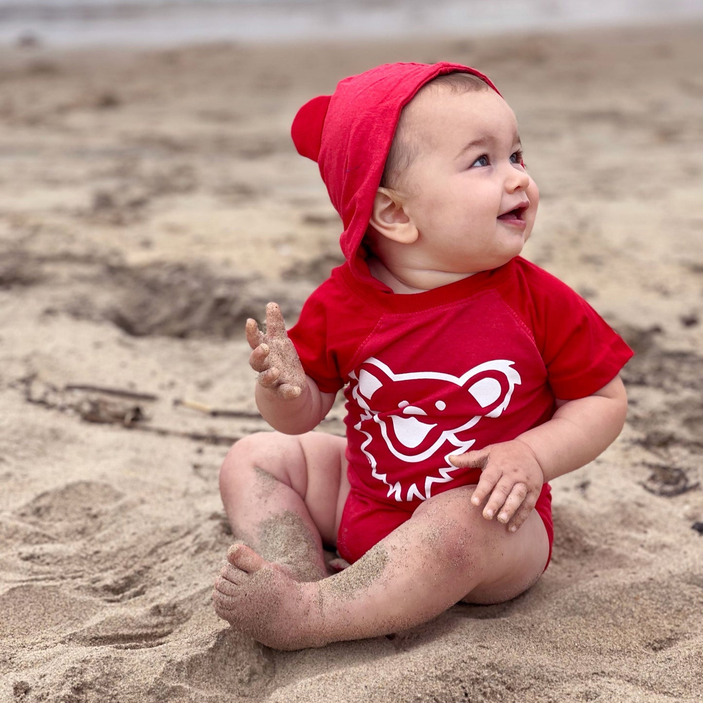 Grateful Dead Dancing Bear Face Hooded Baby One Piece