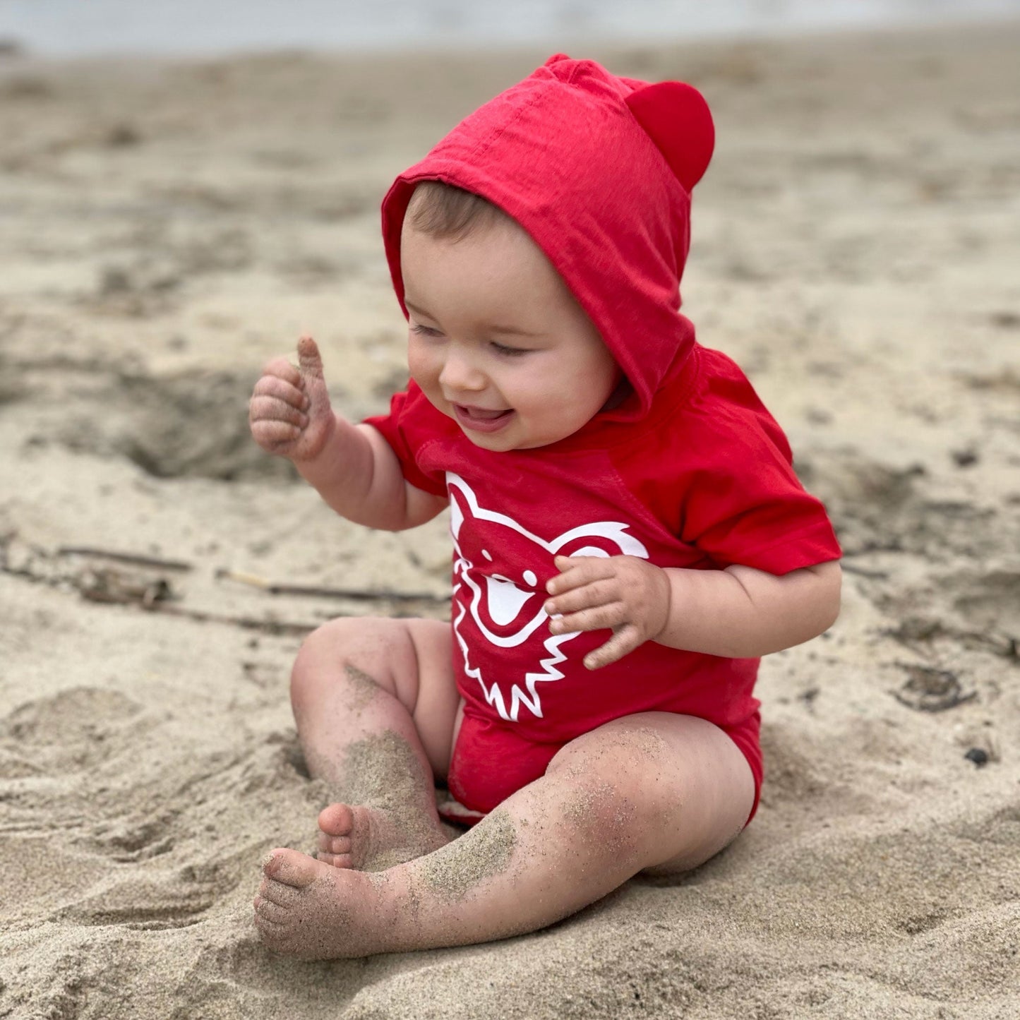 Grateful Dead Dancing Bear Face Hooded Baby One Piece