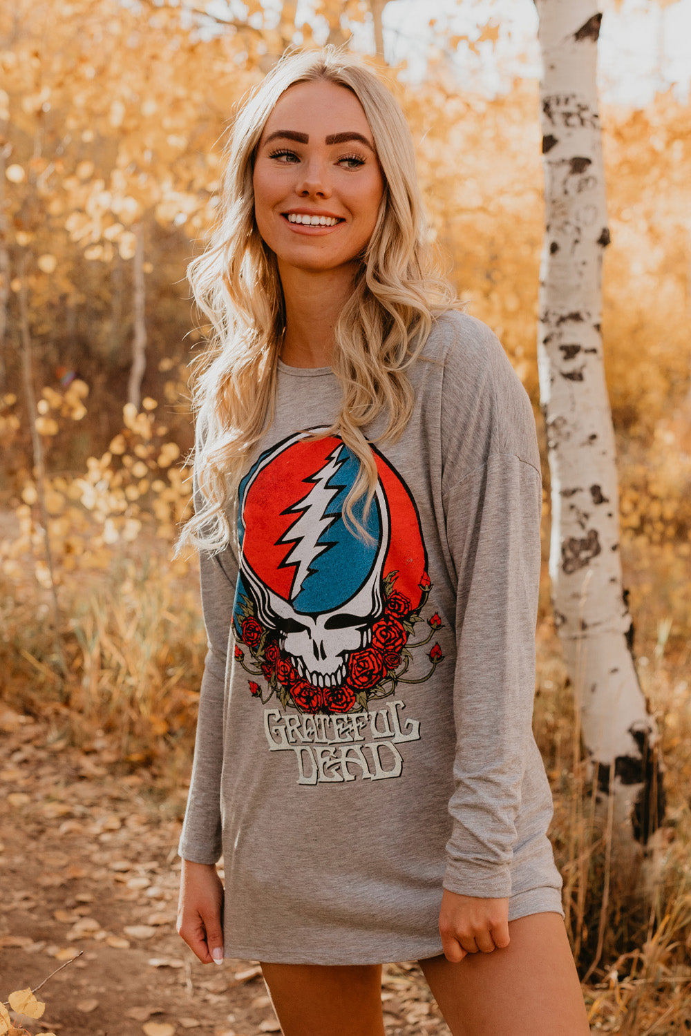 Grateful Dead Recycled Womens Long Sleeve Shirt Grey