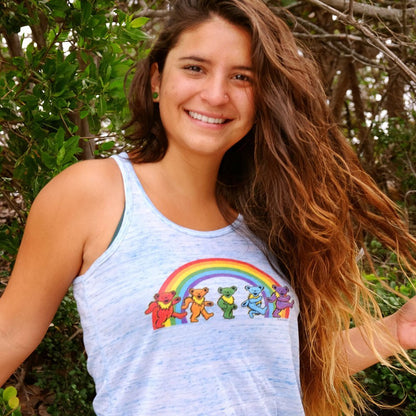 Grateful Dead Rainbow Bears Women's Flowy Racerback Tank Top