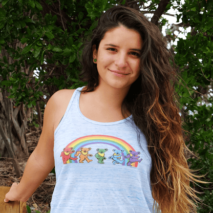 Grateful Dead Rainbow Bears Women's Flowy Racerback Tank Top