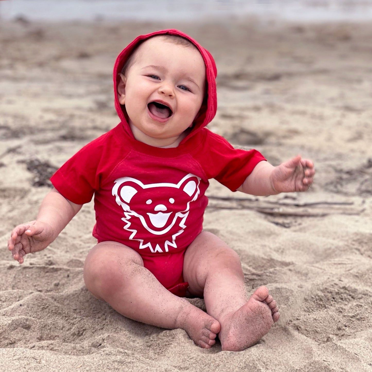 Grateful Dead Dancing Bear Face Hooded Baby One Piece