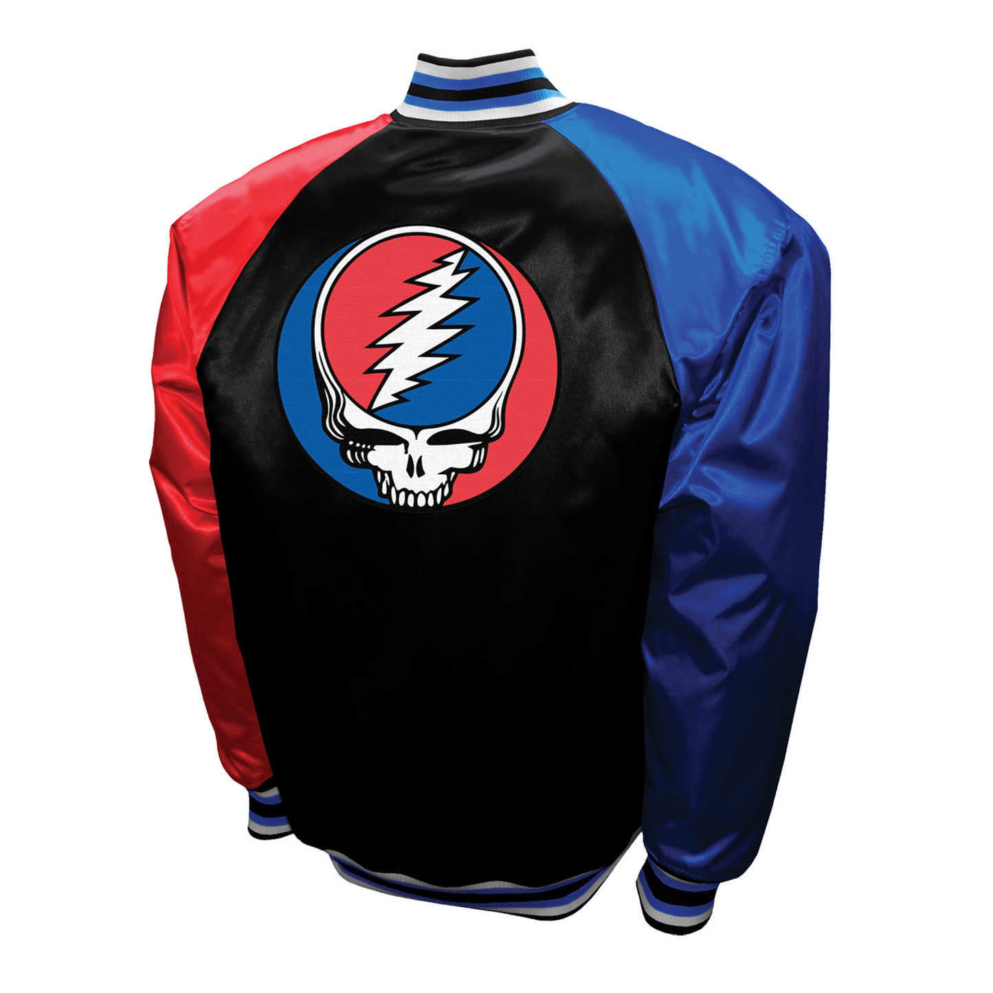 Grateful Dead SYF Logo Mens Snap Satin Jacket Black