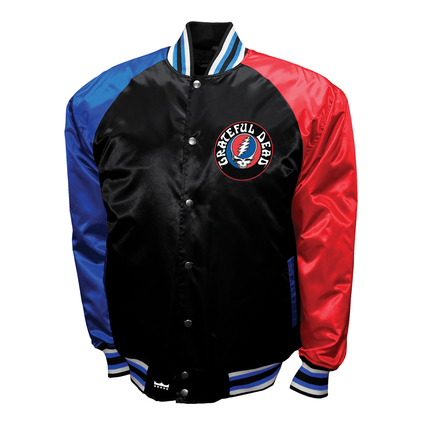 Grateful Dead SYF Logo Mens Snap Satin Jacket Black