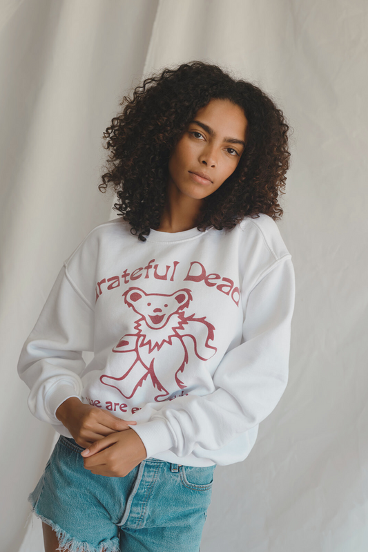 Grateful Dead Everywhere Womens Sweatshirt Vintage White