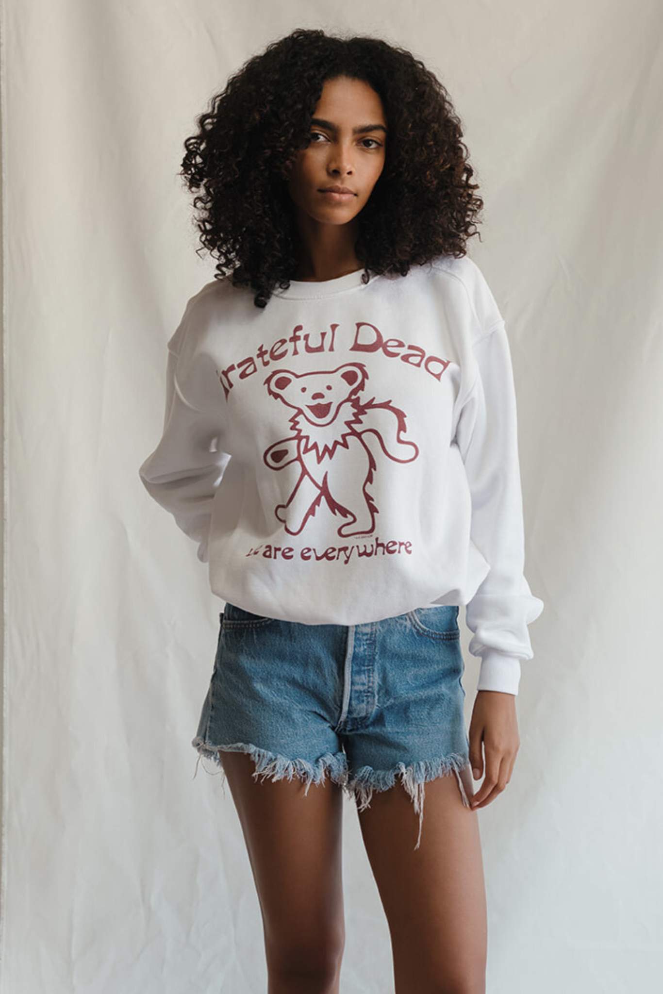 Grateful Dead Everywhere Womens Sweatshirt Vintage White