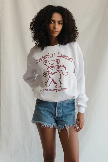 Grateful Dead Everywhere Womens Sweatshirt Vintage White