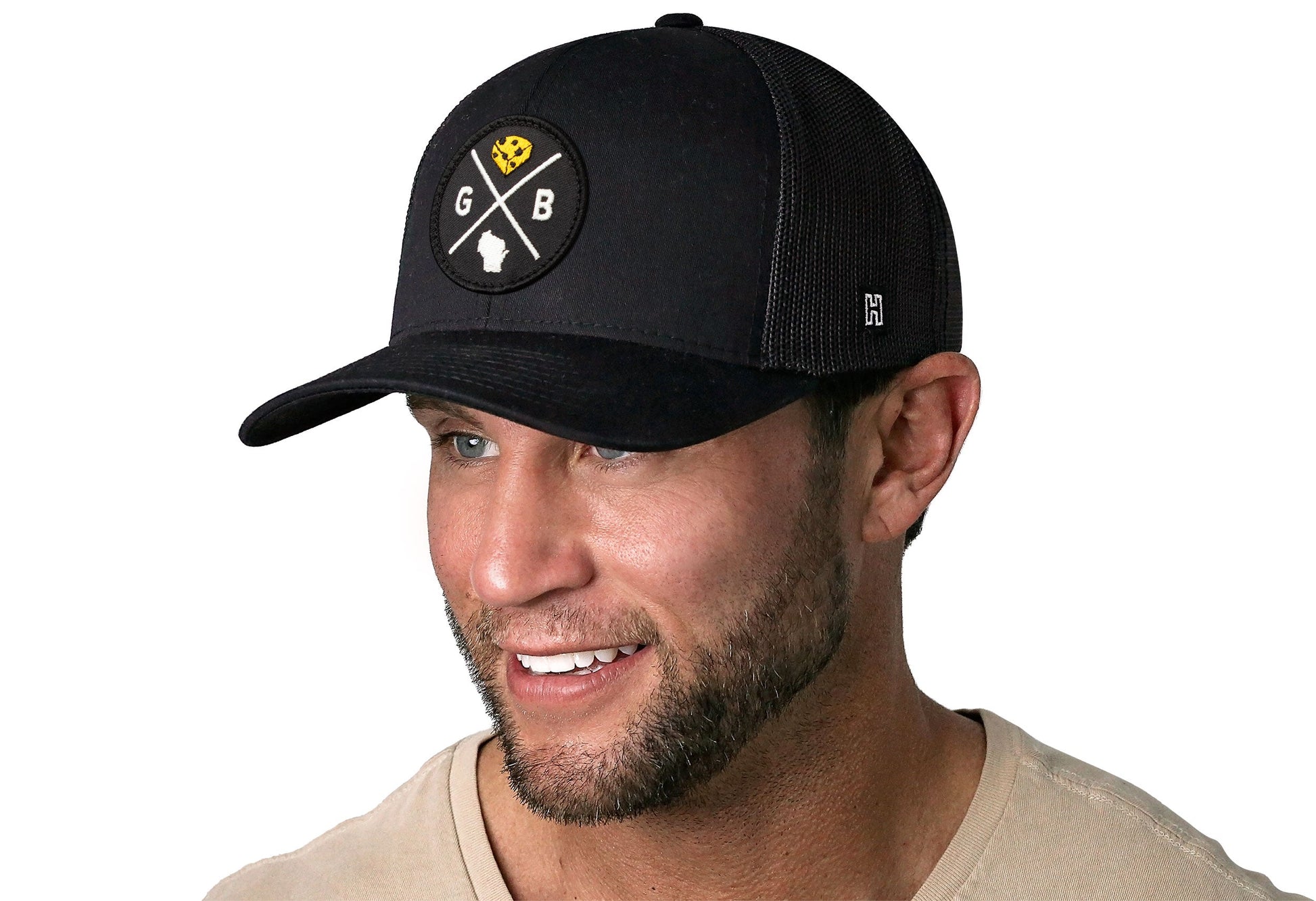 Green Bay Trucker Hat  |  Black GB Cheese X Snapback