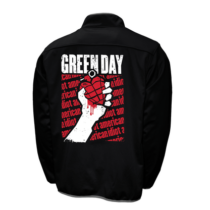 Green Day American Idiot Mens Softshell Zip Up Jacket Black