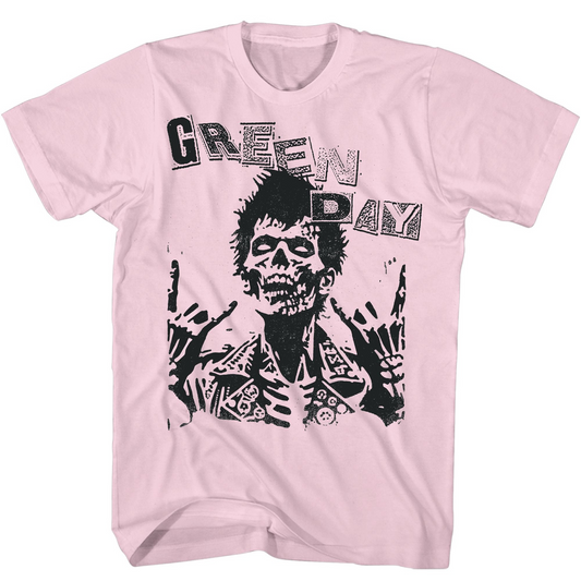 Green Day Billie Joe Zombie Mens T Shirt Light Pink