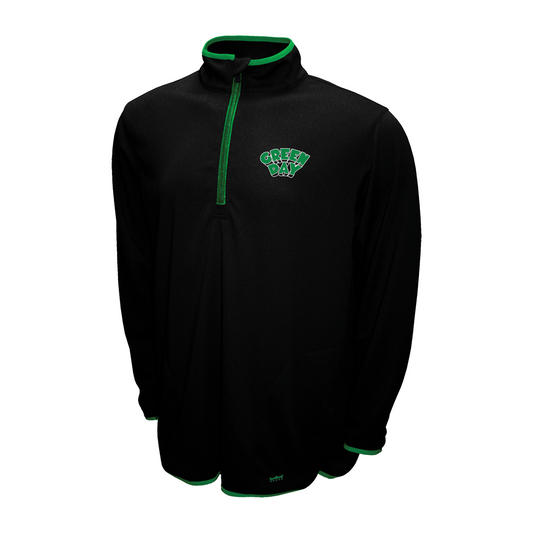 Green Day Logo Mens Quarter Zip Thermal Jacket Black