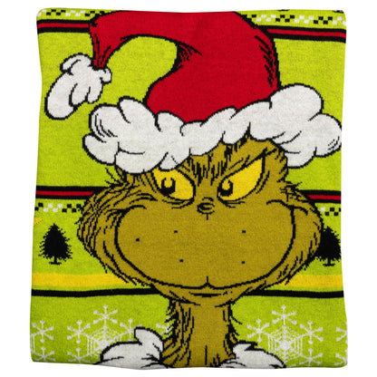 Grinch Head Santa Hat Wreath Sweater