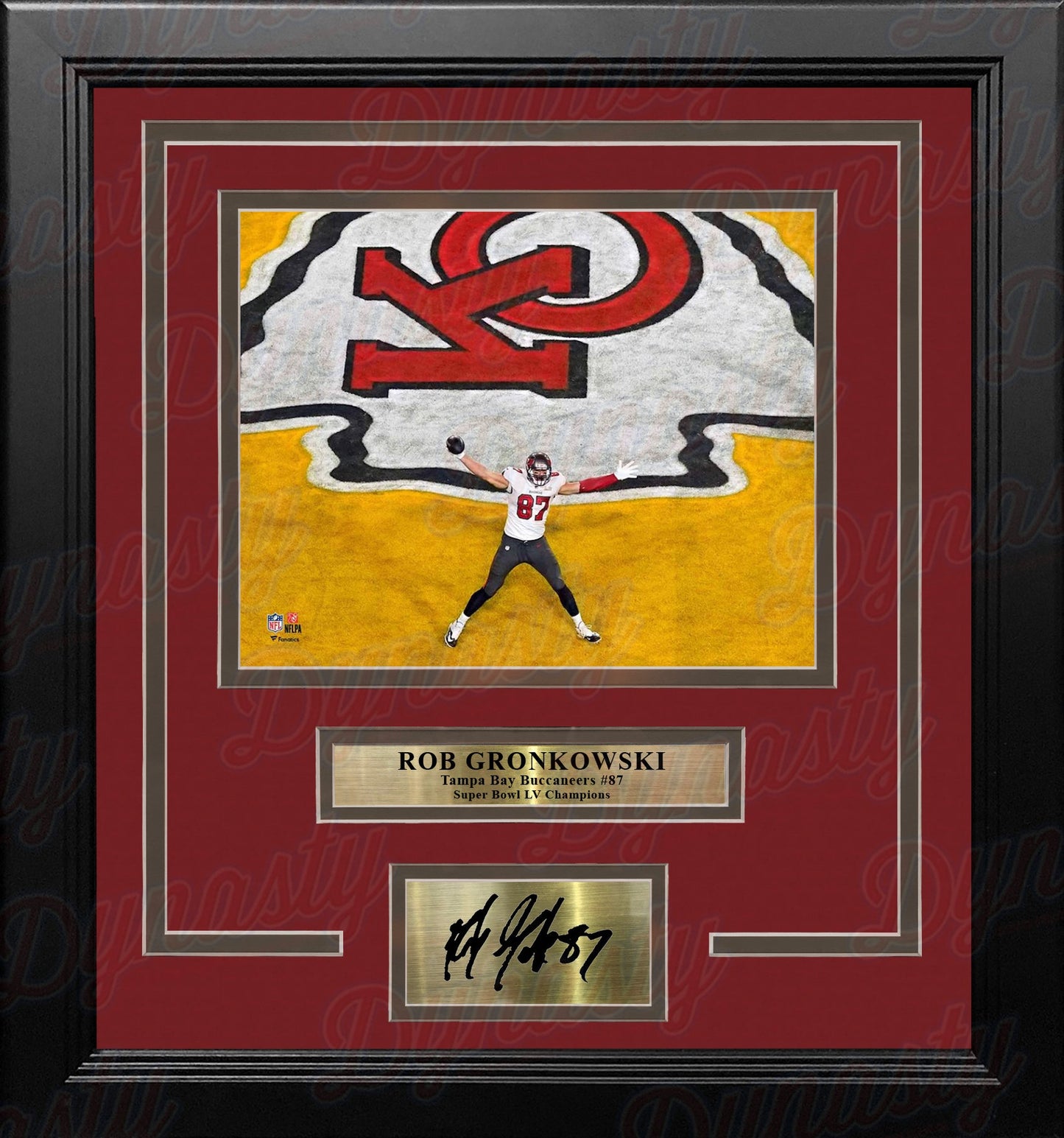 Rob Gronkowski Super Bowl LV End Zone Tampa Bay Buccaneers 8x10 Framed Photo with Engraved Autograph