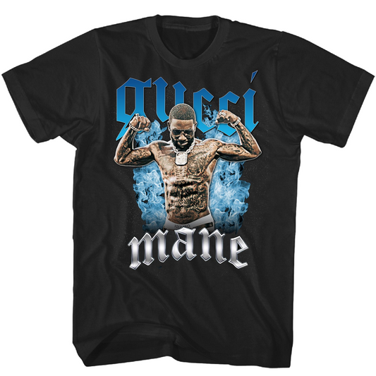 Gucci Mane Blue Fire Photo Mens T Shirt Black