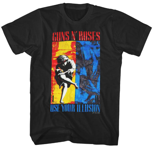 Guns N Roses 1991 Lose Your Illusion Combo Mens T Shirt Black