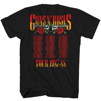 Guns N Roses 2-Sided '87-88 Tour Concert Mens T Shirt Black