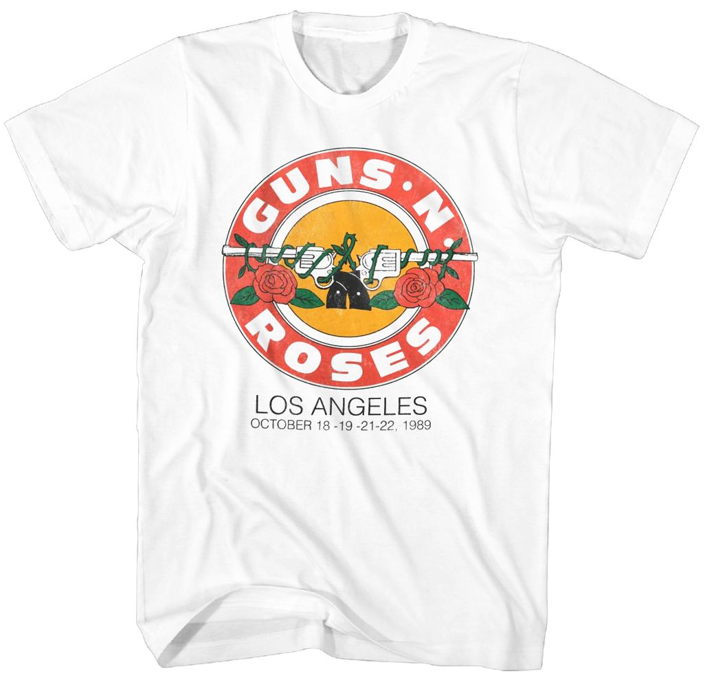 Guns N Roses L.A. 1989 Roses Logo Mens T Shirt White