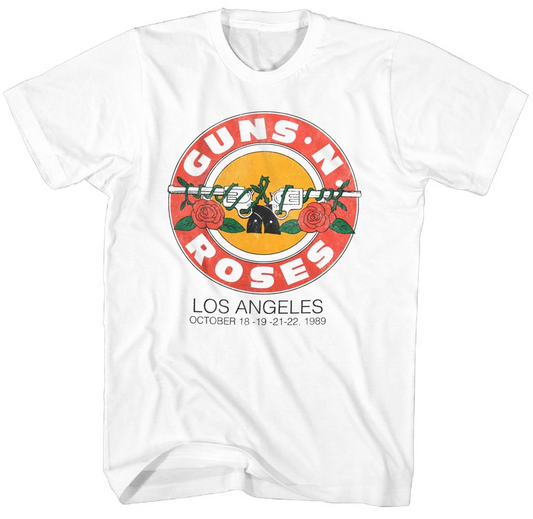 Guns N Roses L.A. 1989 Roses Logo Mens T Shirt White