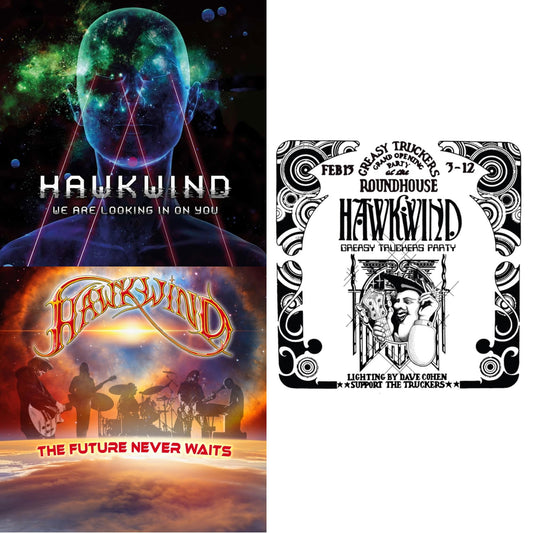 Hawkwind - Greasy Truckers Party (2LP) & We Are Looking In On You (2LP) & Future Never Waits (2LP)
