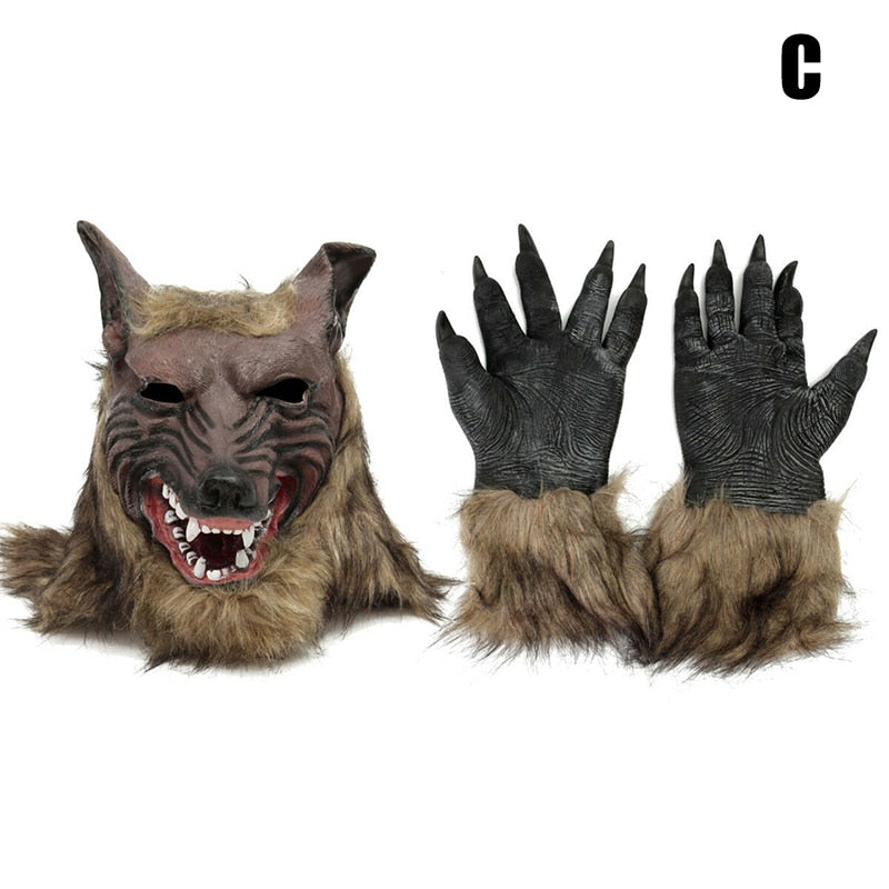 Halloween Latex Rubber Wolf Head Hair