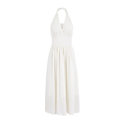 Marilyn Monroe White V-Neck Halter Dress