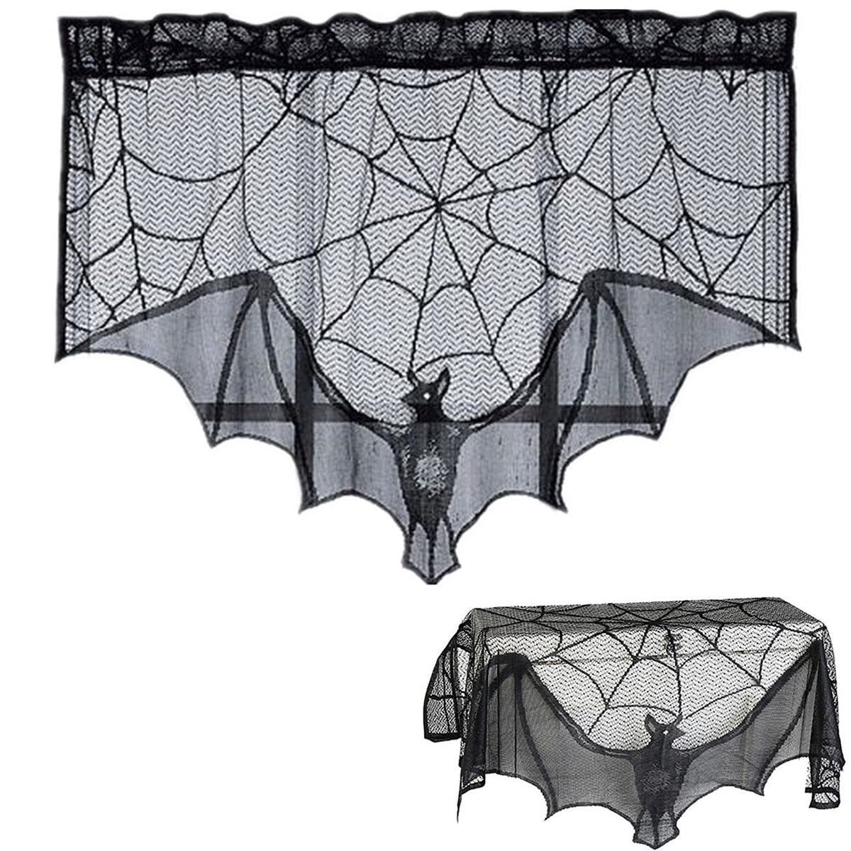 Halloween Decorative Bat Shaped Spider Web Curtain