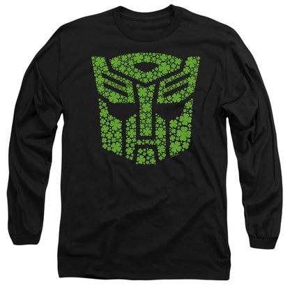 Transformers St. Patrick'S Day Autobot Shamrock Mens Long Sleeve Shirt Black Officially Licensed