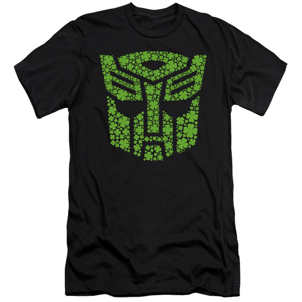 Transformers St. Patrick'S Day Autobot Shamrock Hbo Premium Bella Canvas Slim Fit Mens T Shirt Black