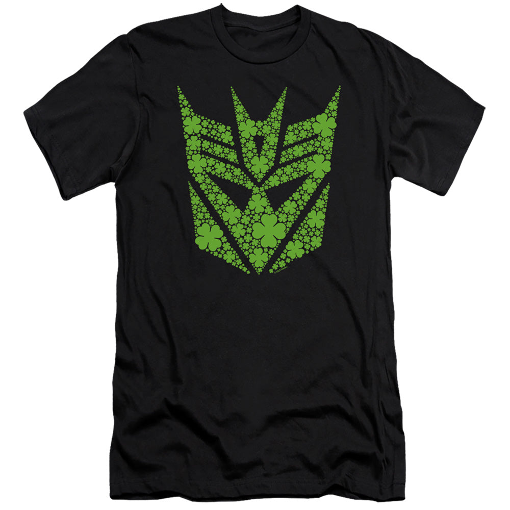 Transformers St. Patrick'S Day Decepticon Shamrock Hbo Premium Bella Canvas Slim Fit Mens T Shirt Black