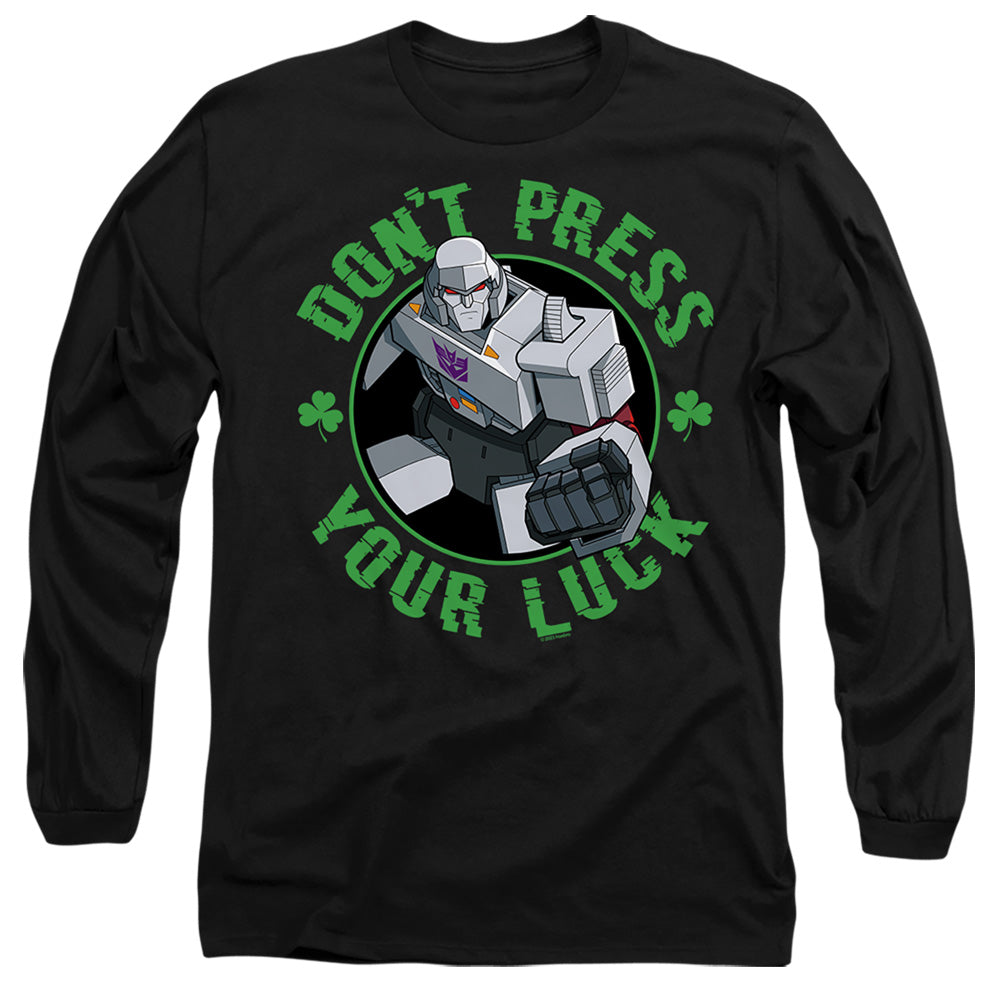 Transformers St. Patrick'S Day Megatron Don'T Press Your Luck Mens Long Sleeve Shirt Black