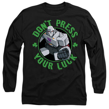 Transformers St. Patrick'S Day Megatron Don'T Press Your Luck Mens Long Sleeve Shirt Black Officially Licensed