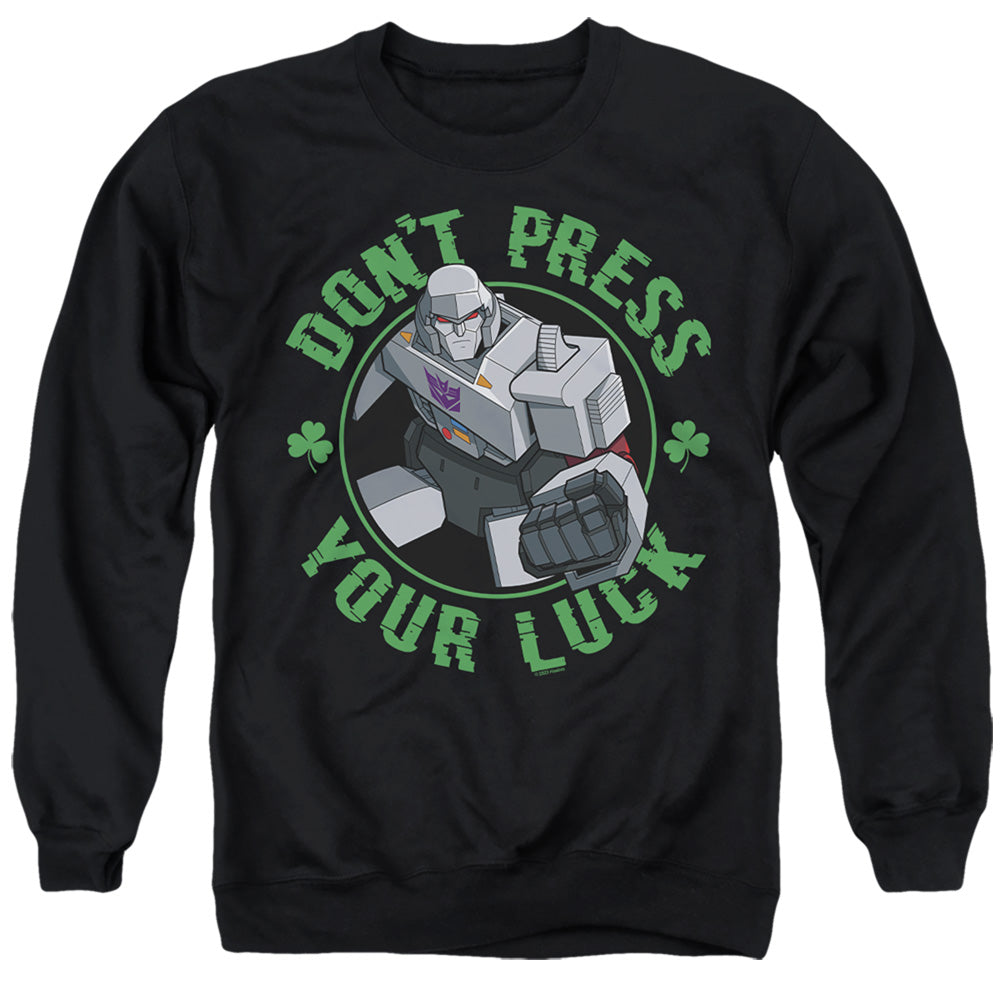 Transformers St. Patrick'S Day Megatron Don'T Press Your Luck Mens Crewneck Sweatshirt Black