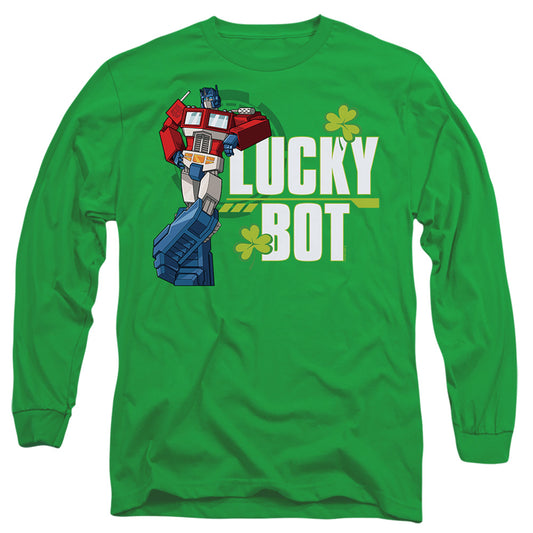 Transformers St. Patrick'S Day Optimus Prime Lucky Bot Mens Long Sleeve Shirt Kelly Green