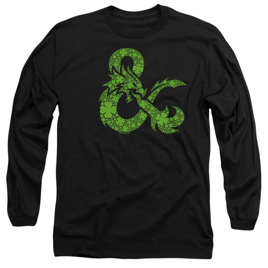 Dungeons And Dragons St. Patrick'S Day Shamrock Logo Mens Long Sleeve Shirt Black