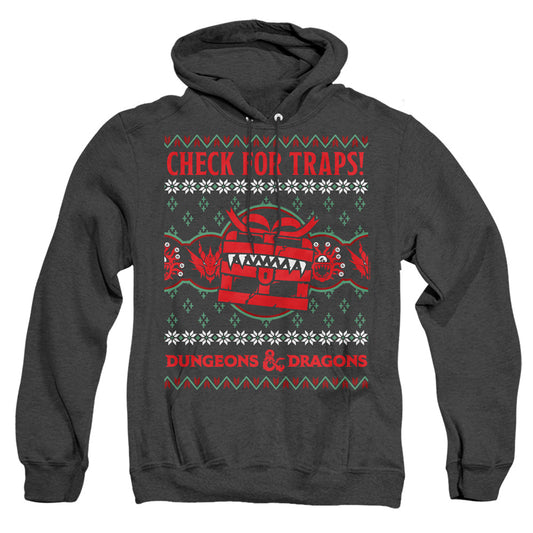 Dungeons And Dragons Check For Traps Ugly Christmas Heather Mens Hoodie Black Officially Licensed