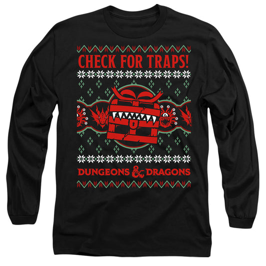 Dungeons And Dragons Check For Traps Ugly Christmas Mens Long Sleeve Shirt Black Officially Licensed