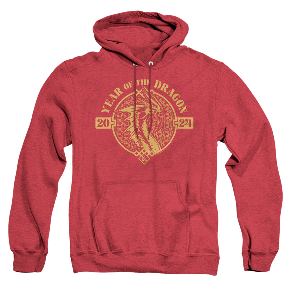 Dungeons And Dragons Year Of The Dragon Gold Beast Heather Mens Hoodie Red Officially Licensed