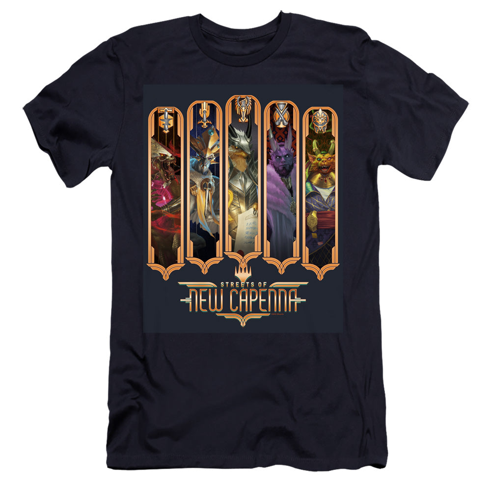 Magic The Gathering The Five Houses Hbo Premium Bella Canvas Slim Fit Mens T Shirt Navy