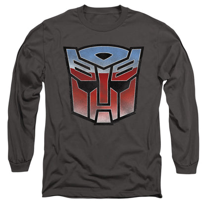 Transformers Vintage Autobot Logo Mens Long Sleeve Shirt Charcoal Officially Licensed