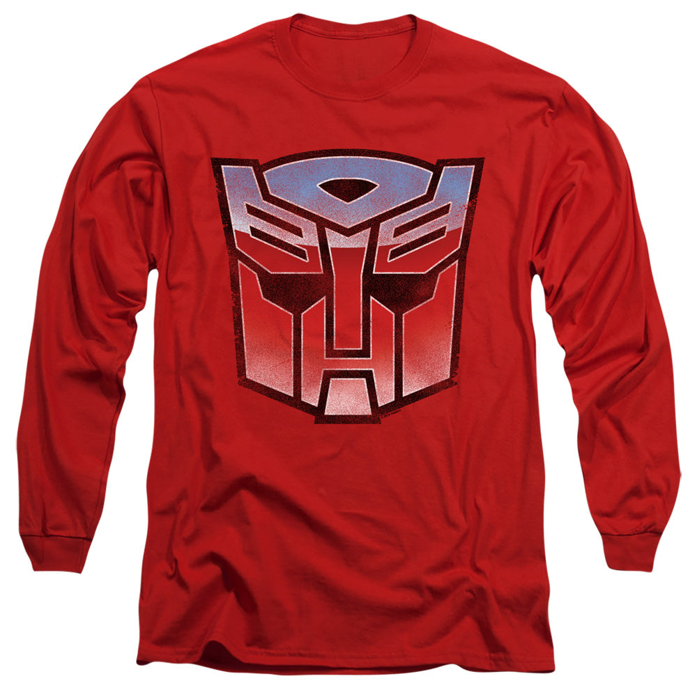 Transformers Vintage Autobot Logo Mens Long Sleeve Shirt Red Officially Licensed