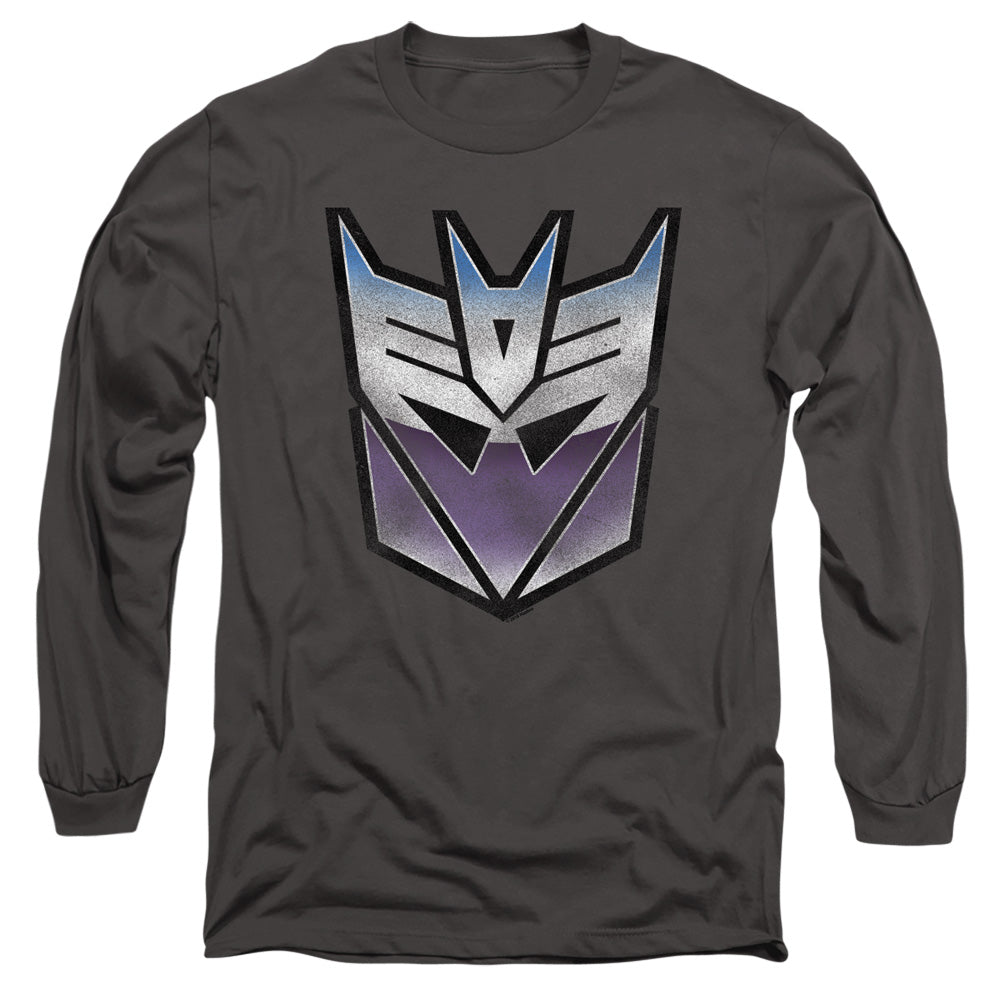 Transformers Vintage Decepticon Logo Mens Long Sleeve Shirt Charcoal Officially Licensed