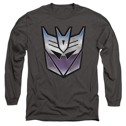 Transformers Vintage Decepticon Logo Mens Long Sleeve Shirt Charcoal Officially Licensed